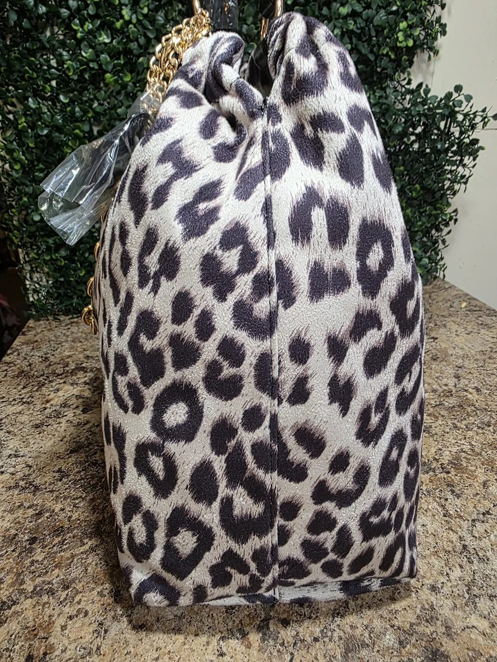 Juicy Couture Leopard Print Shoulder Bag in Black & Cream